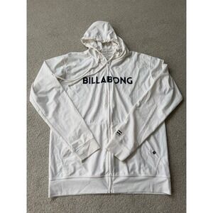 Billabong Mens White Matte UV Guard UPF 50+ Full Zip Rash Guard Hoodie Large